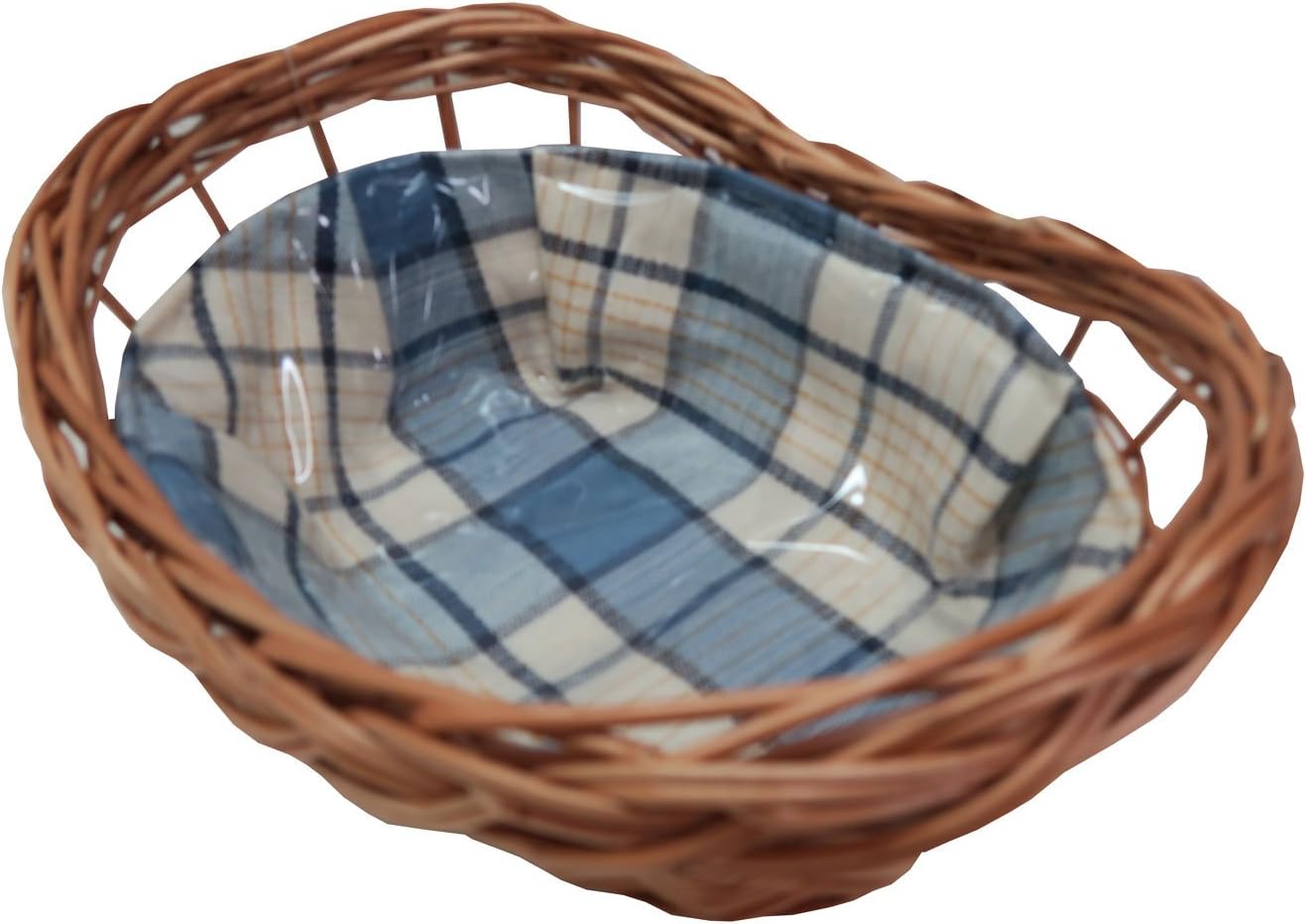 Bread Basket Willow Baskets in Cottage Style Blue/Beige Check 20 x 29 cm