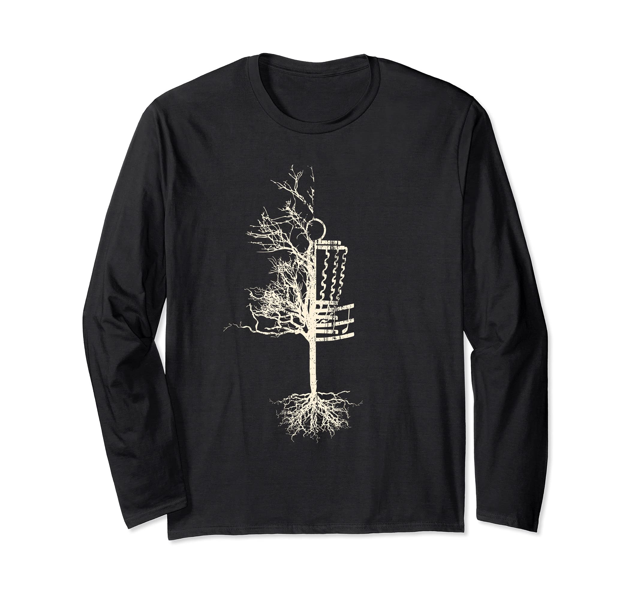 Disc Golf Frisbee Basket Tree Funny Vintage Retro Sport Long Sleeve T-Shirt