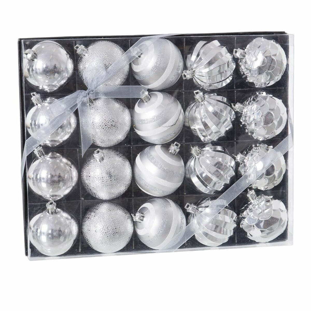BigBuy Christmas Christmas Baubles Silver Plastic 6 x 6 x 6 cm (20 Units)