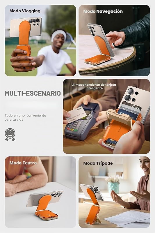 MagSafe Cartera Magnética para Hombre [Bloqueo RFID][Hold 5 Cards][Soporte Ajustable][com Anillo Magnético] Trípode para Samsung Galaxy S25/24, iPhone 17/16/15/14 y Google Pixel 10 (Coral) — foto 4 de 8