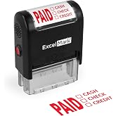 ExcelMark Paid Cash Check Credit - Self-Inking Rubber Stamp - A1539 Red Ink
