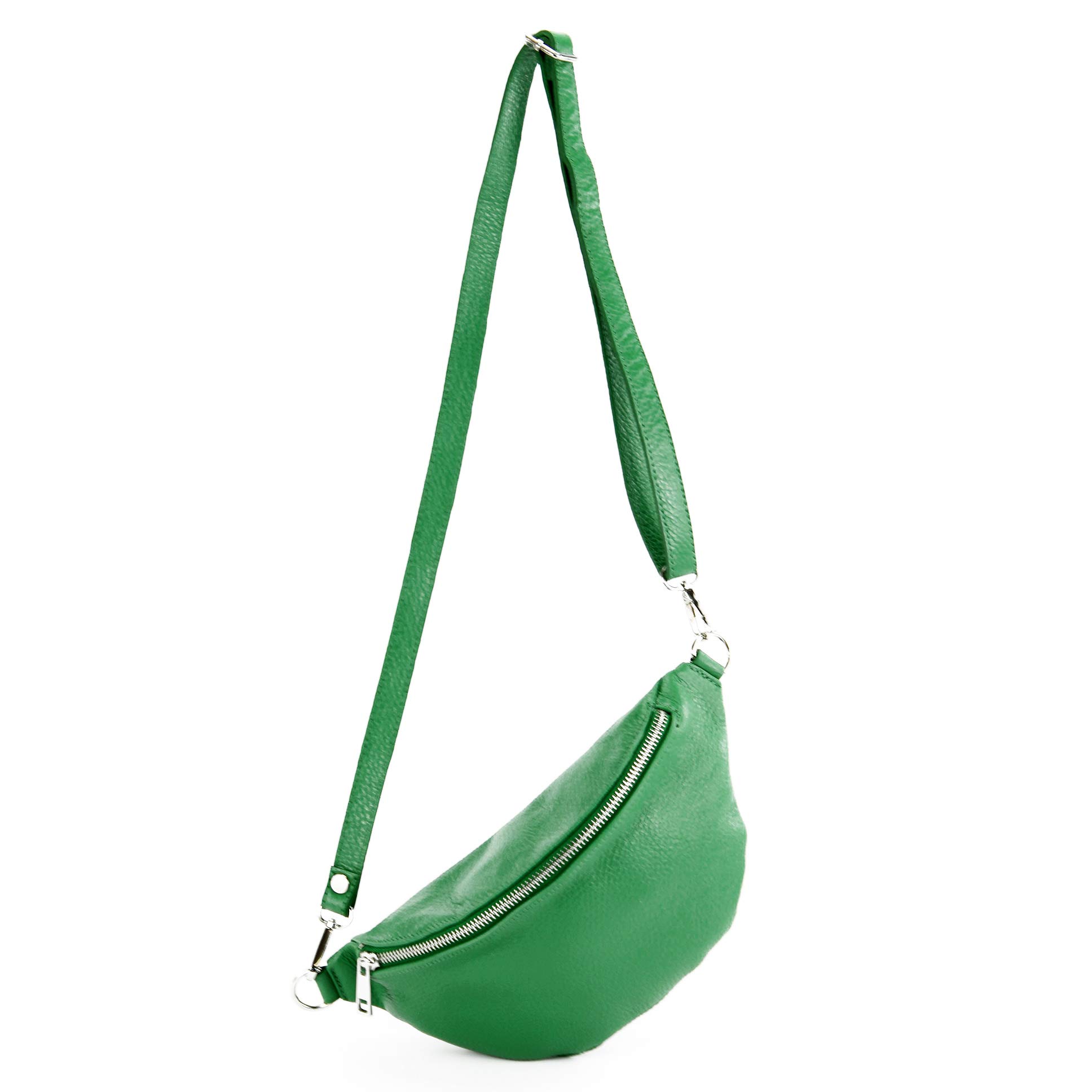 modamoda de - Italian Manual/evening bag small leather T77, Colour:Leaf Green