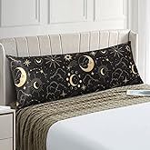 EXQ Home Satin Pillowcase for Hair and Skin - Black Printed Silk Body Pillowcase 20x54 inches - Body Pillow Cases with Envelope Closure, Gifts for Women Men