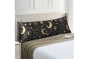 EXQ Home Satin Pillowcase for Hair and Skin - Black Printed Silk Body Pillowcase 20x54 inches - Body Pillow Cases with Envelope Closure, Gifts for Women Men