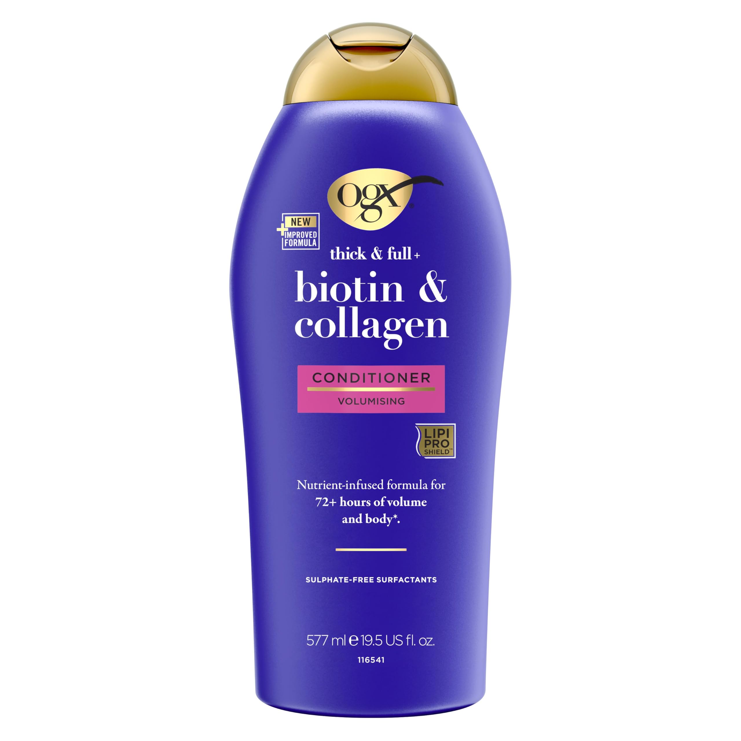 OGX Biotin and Collagen Volumising Hair Conditioner, Thick and Full, with Vitamin B7 Biotin, and Collagen, for Thin Hair, Sulfate Free Surfactants, 577ml
