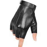 Gubuy Fingerless Driving Gloves PU Faux Leather Outdoor Sport Halloween Cosplay Costume Half Finger Glove for Men Women Teens