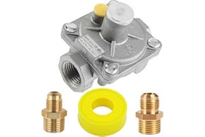 MCAMPAS Dual Fuel Gas Regulator, 1/2" FPT Natural Gas & Propane,4"WC NG/10"WC LP Out Pressure | 3/4"-16UNF & 3/8" Adapter Included | Quick-Install Conversion Kit