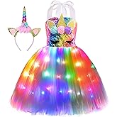 Viyorshop Girl Unicorn Costume LED Light Up Unicorn Tutu Dress for Halloween Party Costumes