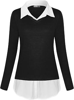 Women for Fall V-Neck Collared Sweater 