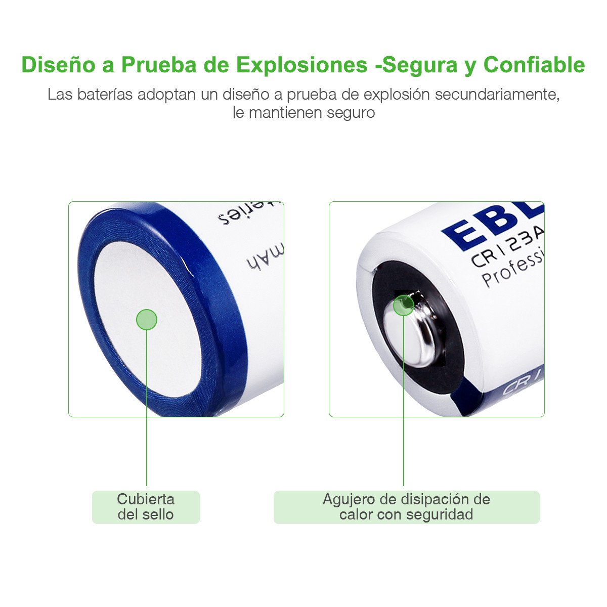 EBL CR123A 1600mAh Metal de Litio Batería CR123A 3V - para Linterna Cámara Digital Videocámara Juguetes Antorcha - 4 Unidades
