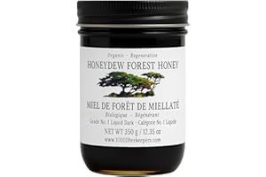 Honeydew Forest Unpasteurized Raw Honey, Organic Honey in a Jar with High Antioxidants, Extracted from Wild Honeycomb and Nec