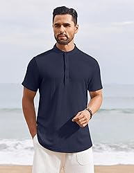 COOFANDY Men's Summer Henley Shirt Short Sleeve