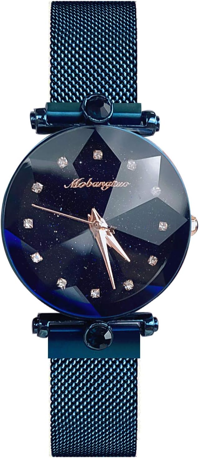 Fashion Ladies Watches Mesh Band Starry Sky Dial Analogue Quartz Simulated Diamond Wrist Watches