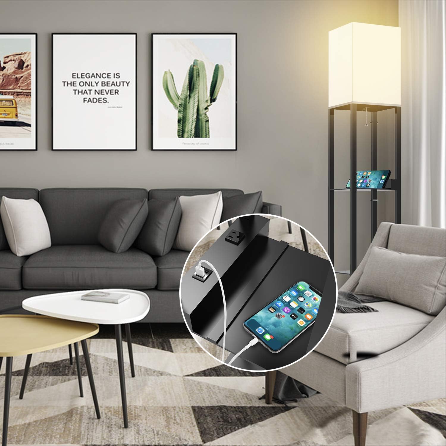 Bedroom & Office Reading Room Floor Lamp with Shelves ...