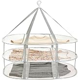 Aiokuo 3-Tier Folding Mesh Clothes Drying Rack, Hanging Sweater Dryer for Laundry, Large Foldable Flat Dry Hanger, Portable Mesh Clothes Drying Net for Delicate Garments