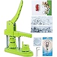 Happizza Button Maker Machine, (3rd Gen) Installation-Free 25mm(1 in) DIY Pin Button Maker Press Machine Kit, Badge Punch Press Machine with Free 500pcs Button Parts&Pictures&Circle Cutter&Magic Book
