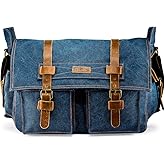 Messenger Bag for Laptop Vintage Canvas Leather Crossbody Satchel Shoulder Computer Bag Travel Office Messenger Bag