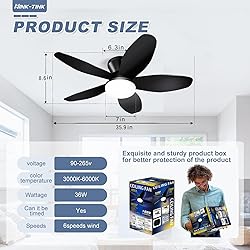 Nink Tink Small Ceiling Fans with Lights - 35 Inch