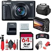 Canon PowerShot SX740 HS Digital Camera (Black) (2955C001) + 64GB Memory Card + Card Reader + Deluxe Soft Bag + Flex Tripod + Hand Strap + Memory Wallet + Cleaning Kit