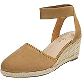 DREAM PAIRS Women's Elastic Ankle Strap Espadrilles Wedge Sandals
