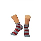 Renew Fibres Men’s Ankle Socks – Navy, Red, Jeans Sky Stripe Design, 3 Pair Pack – Lightweight Cotton Blend, Breathable, US Size 6–12