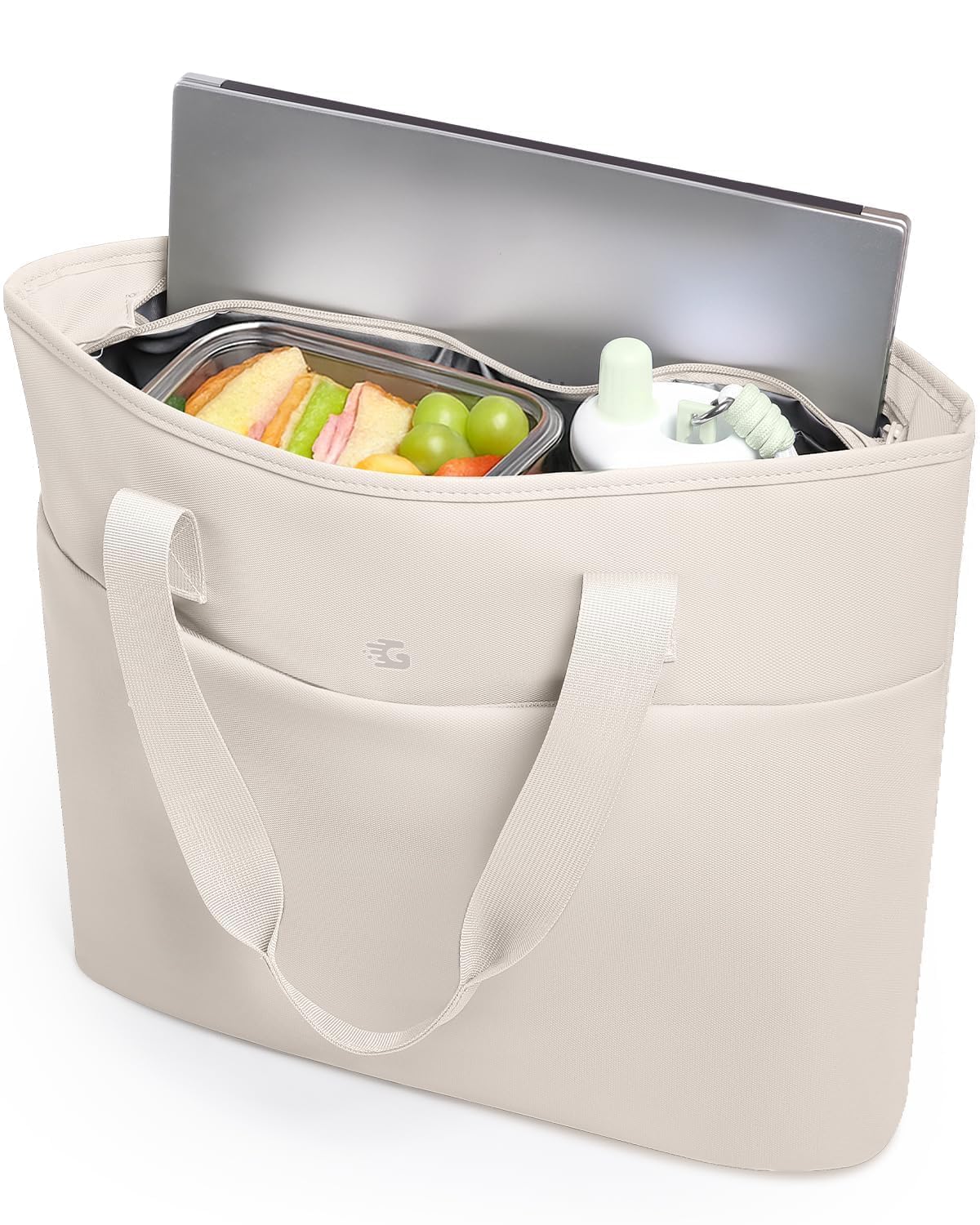 Photo 1 of 2-in-1 Cooler Bags Insulated for Women, Insulated Tote with 15.6 Inch Laptop Compartment, Large Capacity Computer Handbag for Work, Nurse, Office, Outdoor, Beach,Gym (Beige)