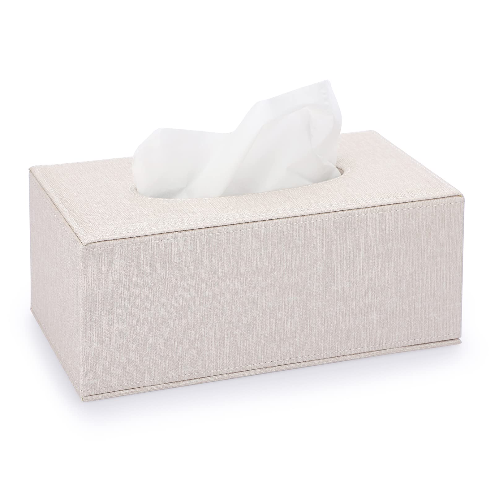 Photo 1 of Sumnacon Tissue Box Cover Rectangle Linen Tissue Box,Stylish Tissue Box Holder with Magnetic Bottom,Decorative Tissue Cover for Bathroom Toilet Bedroom Living Room Table Desk Office, Beige
