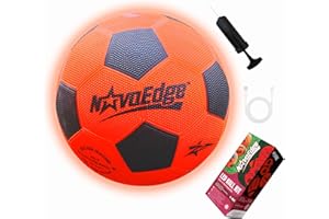 NovaEdge Glow in The Dark Sports Ball | USB-C Rechargeable LED Light-Up for Night, Regular Play by Day | Choose Football, Basketball or Soccer Ball | for Kids, Teens & Adults