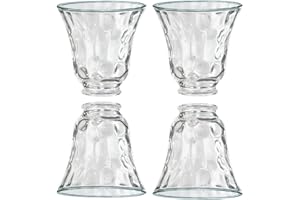 Anmire 4 Pack Clear Hammered Glass Shade, Bell Shaped Light Fixture Replacement Globe or Cover with 2-1/8-Inch Fitter for Ceiling Fan Light Chandelier Wall Sconce, G0014