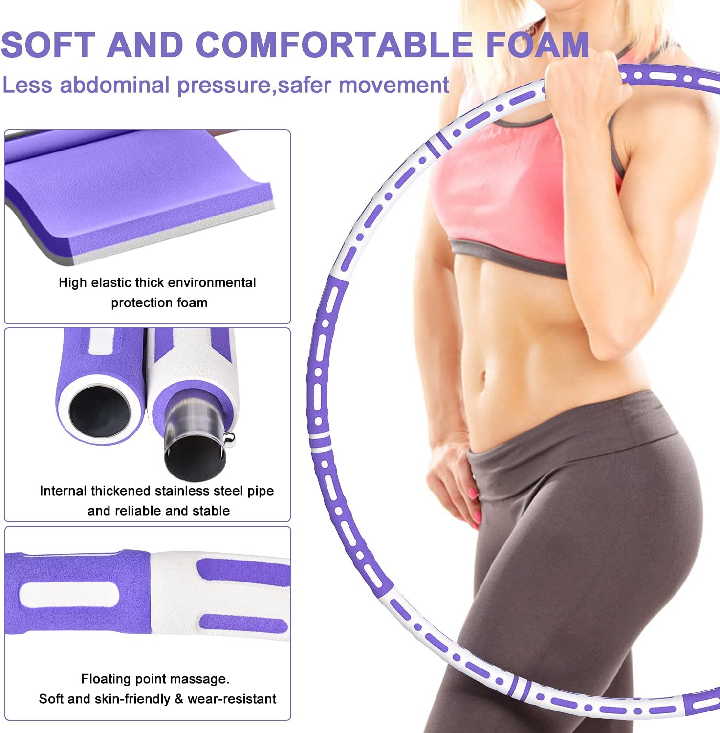 RIRGI Exercise Hoop for Adults Weighted Fitness Hoop, Exercise Circle Pilates Circles 6 Section Detachable Weighted Circle and 2lb Adjustable Weight Pilates Hoop for Men and Women : Sports & Outdoors