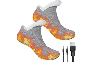 USB Heated Socks for Men Women, Anti-Slip USB Foot Warmer Knitted Thermal Heating Socks for Indoor Home Office