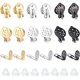 UNICRAFTALE 30pcs Flat Round Base Clip-on Earring Stainless Steel Non-Pierced Ear Hoops with Rubber 22mm Blank Earring Bezel Components Findings for Jewelry Making