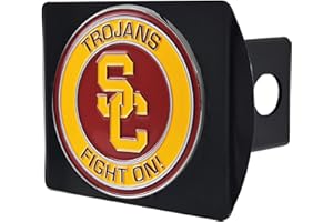 University of Southern California Black Metal Hitch Cover with 3D Color Team Logo by FANMATS - Round Molded Design – Easy Installation on Truck, SUV, Car - Ideal Gift for NCAA College Fan/Student