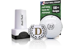 Ball Tatt - Monogram Golf Ball Stamp - Self-Inking Marker - Quick-Dry Permanent Marking Tool, No Leaks or Refills, Reusable & Waterproof Golfing Stamper - Ideal Gift for Golfers, Dads, Retirement.
