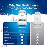 Nu U Nutrition Vitamin K2 MK7 200mcg 365 Tablets Vegan UK Made 1 Day view 5