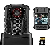 AeroTek Mini 4K Body Camera with Audio and Video Recording, GPS Bodycam with Ultra Infrared Night Vision and Fast Charging for Police, Law Enforcement and Delivery
