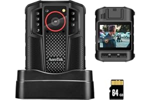AeroTek Mini 4K Body Camera with Audio and Video Recording, GPS Bodycam with Ultra Infrared Night Vision and Fast Charging for Police, Law Enforcement and Delivery