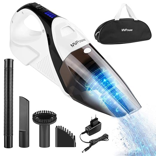 MVPower 2 in 1 Handstaubsauger, Akku Staubsauger 6KPA kabelloser Nass & Trocken, 12.6V 2600mA Li-Ionen-Akku,30min Laufzeit 10