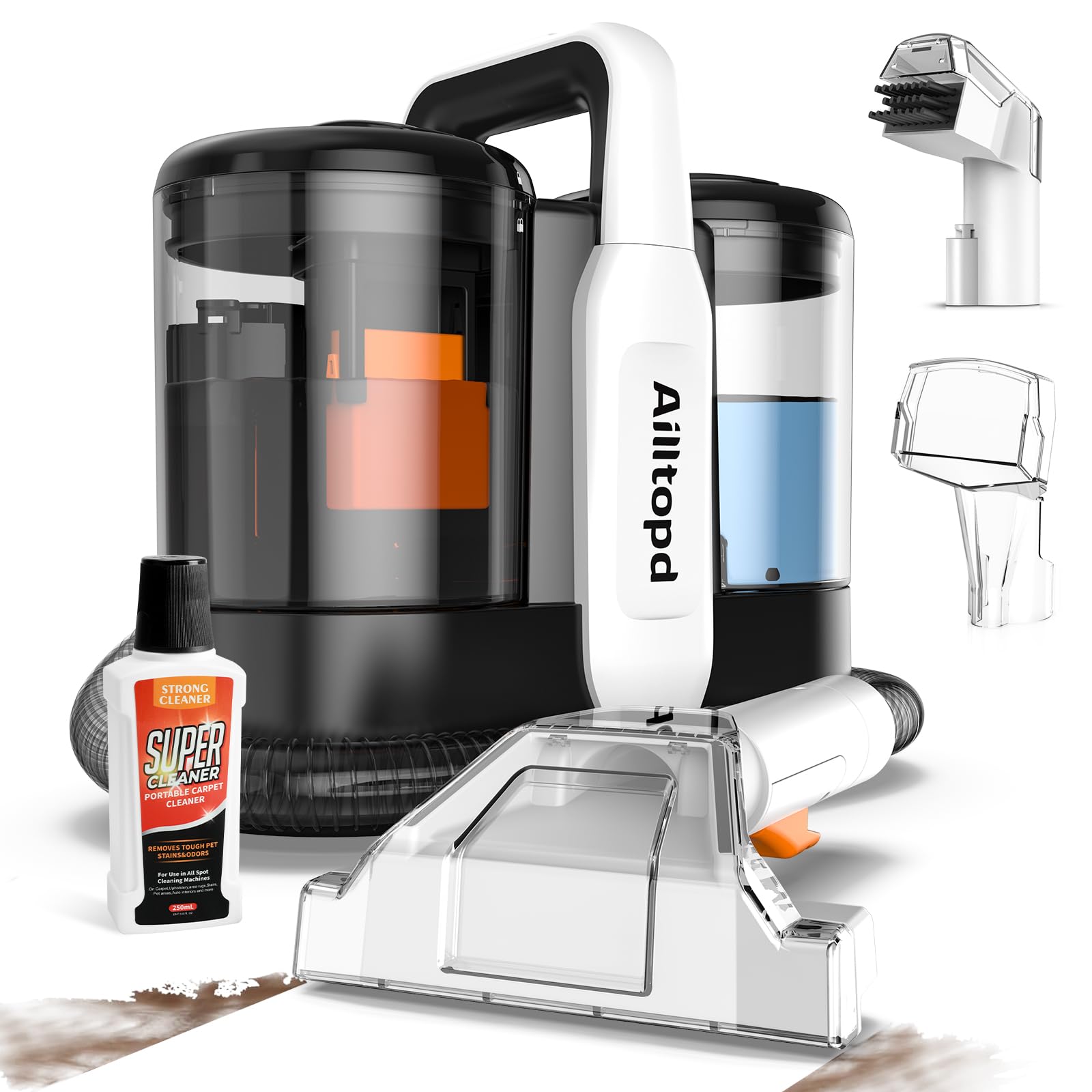 Photo 1 of Upholstery Cleaner Machine, 15Kpa Portable Carpet & Upholstery Spot Cleaner Machine, Deep Stain Cleaning for Carpet, Pets, Stairs, Car Seat, Couch, with Dual Size BrushHead and Cleaning Solutions