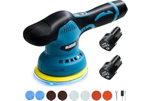 HAZFAS Cordless Polisher, Cordless Car Buffer Polisher Kit with 2pcs Battery,Buffer Polisher for Car Detailing, Pulidora de Autos PGJ-BLUE