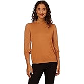 Adrianna Papell Womens Clip Dot Sleeve Twofer Sweater