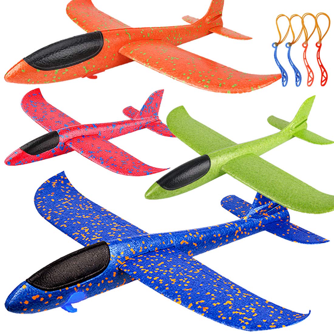 BooTaa 2 Pack Airplane Toys, Upgrade 17.5" Large Throwing Foam Plane, 2 Flight Mode Glider Plane, Flying Toy for Kids, Gifts for 3 4 5 6 7 Year Old Boy, Outdoor Sport Toys Birthday Gifts Party Favors