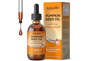 HOLLEGEND Pumpkin Seed Oil - DHT Blocker for Men Women Hair Growth, Organic Pumpkin Seed Extract with Saw Palmetto for Prostate & Urinary Health, Cold Pressed Supplements Liquid Drops, Lemon, Vegan, 2 Fl Oz