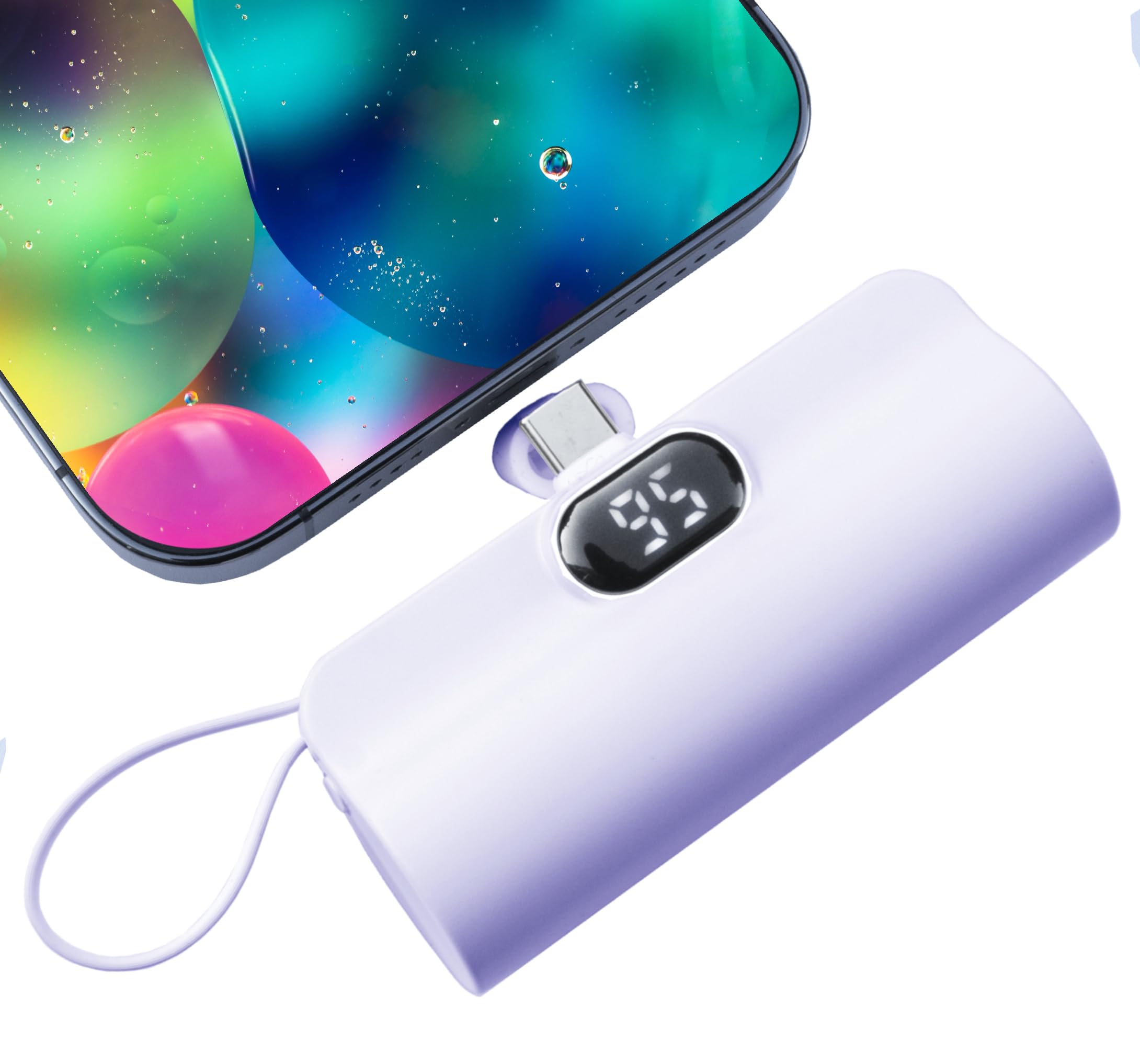CooLuzer Mini Power Bank,Capsule Power Phone Charger 5500mAh,Portable Charger with Dual USB-C Ports for iPhone 17/16/15/15 plus/15 pro/15 pro Max/Android Phone/Samsung/Moto/LG etc (Purple)