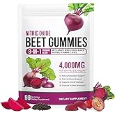 Beetroot Gummies, 90 Gummies 20:1 High-concentration Beetroot Extract Supplement with COQ10, Vitamin C, B12, Grape Seed Extract & Black Pepper, Boost Energy Levels, Supports Immune & Heart Health