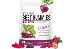 Organic Beetroot Gummies, 90 Count - Non-GMO Beet Root Supplement for Healthy Circulation & Energy - Natural Vegan Fruit Flav