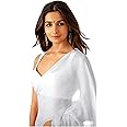 Sidhidata Women's Plain Pure Georgette Saree With Unstitched Blouse Piece (Rocky Aur Rani Ki Prem Kahani Alia Bhatt Saree)