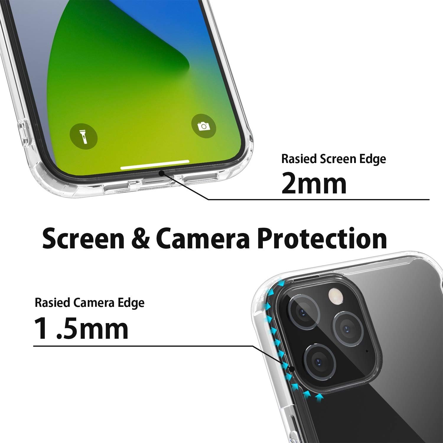 Temdan for iPhone 12 Case/iPhone 12 Pro Case 6.1" [Drop Protection] [Shock-Absorbing Corners] Acrylic Case for iPhone 12/iPhone 12 Pro 2020 6.1inch – Clear