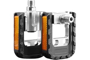 Himiway Folding Bike Pedals with Reflective Strips, Aluminum Alloy Bicycle Foldable Pedals, 9/16 inch Non-Slip Wide Platform Cycling Pedals for Folding, BMX, MTB, Road Bike