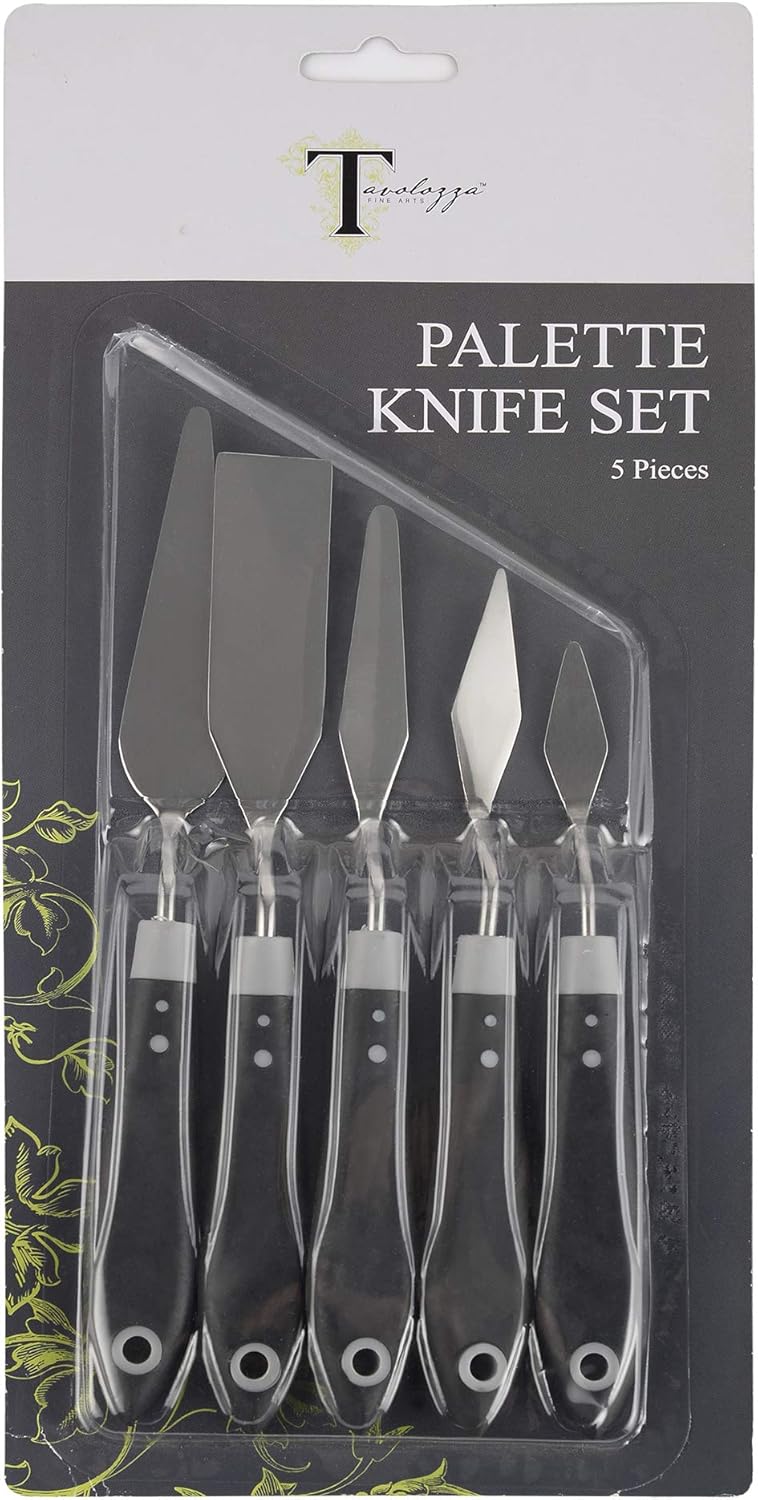 CONDA Palette Knife with Comfort Grip Set, 5 pcs Rubber Handle